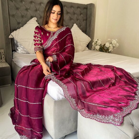 Indian SAREE FABRIC - Zimi chu with seqwance work - Picture 11 of 15